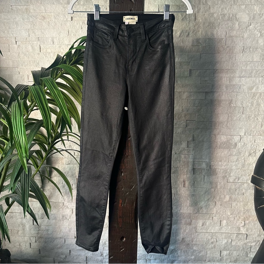 L’agence Black Waxed Skinny Jeans Size 23